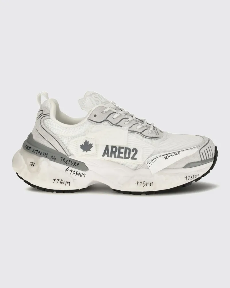 Dsquared2 Faster Sneakers aus Leder und Mesh mit gekerbter Sohle Weiss
