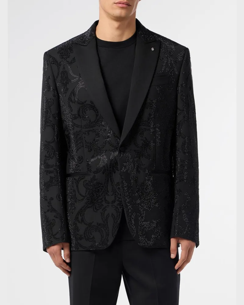 Billionaire Einreihiger Blazer mit Allover-Strass Schwarz