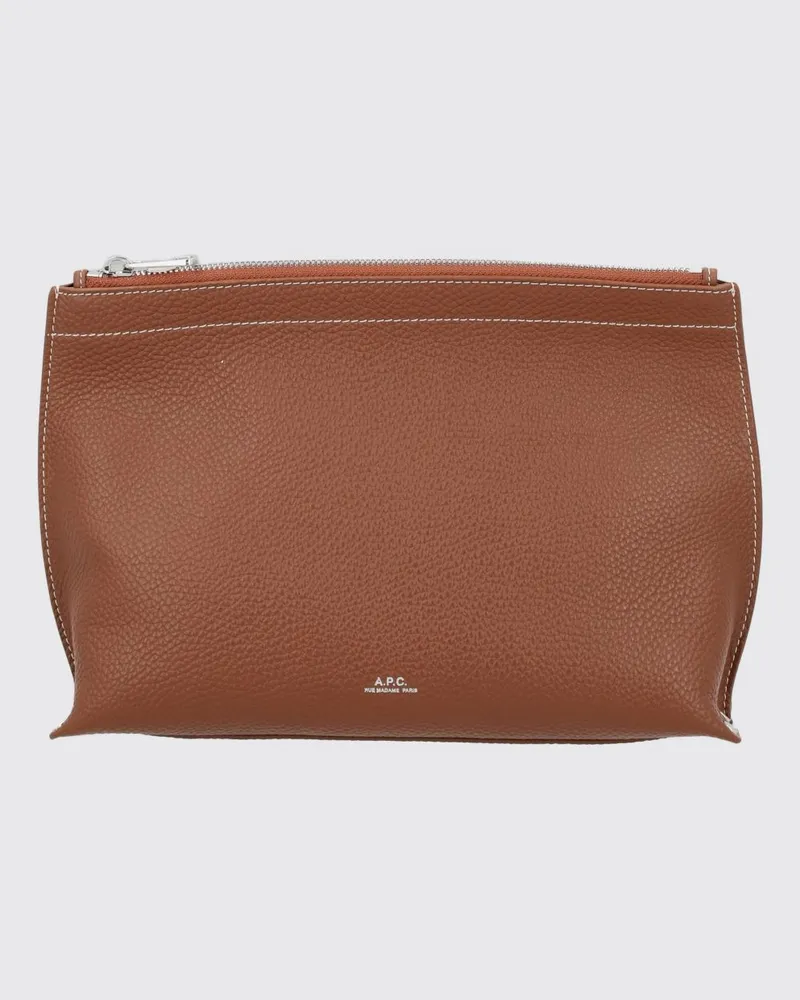 A.P.C. Clutch aus gehämmertem Kalbsleder mit laminiertem Logo Leder