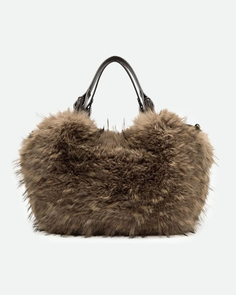 Gianni Chiarini Dua Handtasche aus Kunstpelz mit Lederdetails Braun