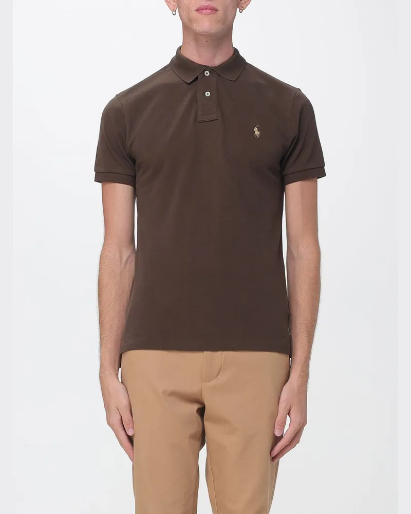 Ralph Lauren Schmal geschnittenes Poloshirt aus Baumwolle mit Pony-Logo-Stickerei Braun