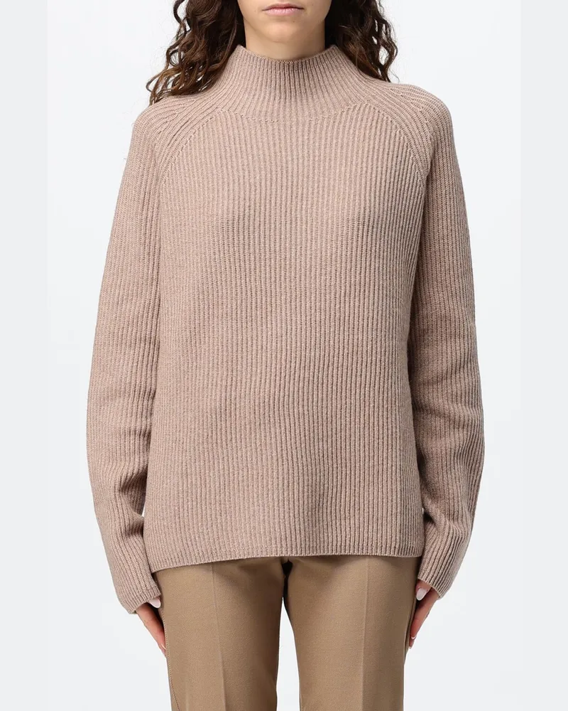 Max Mara Max Mara Gerippter Rollkragenpullover aus Wolle und Kaschmir mit überschnittenen Schultern Braun