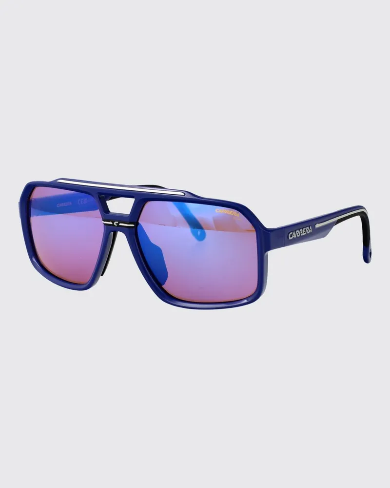 Carrera Rechteckige Aviator-Sonnenbrille aus Acetat mit Doppelsteg Blau