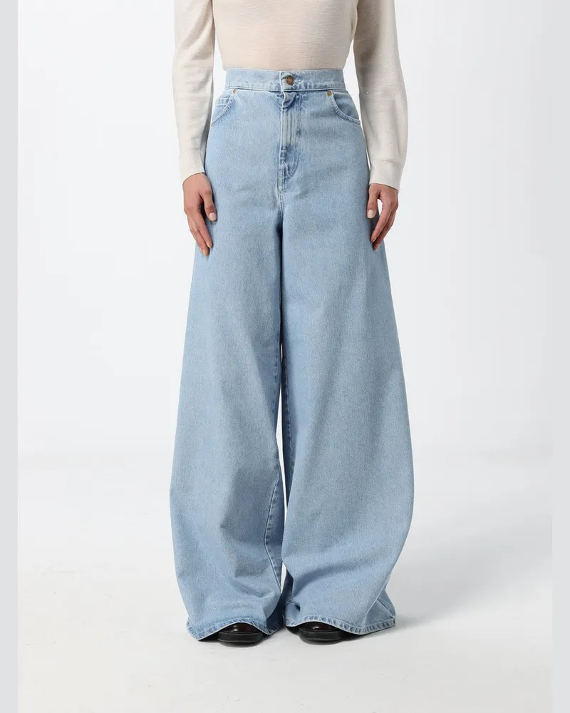 Max Mara Wide-Leg Jeans mit hoher Taille aus Baumwolldenim Blau