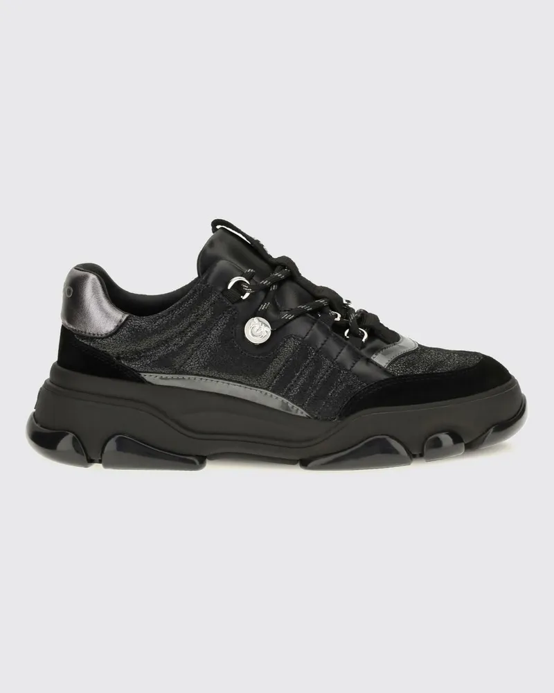 Pinko Athena Sneakers aus Crackle-Leder und Veloursleder mit Love Birds-Logo Schwarz