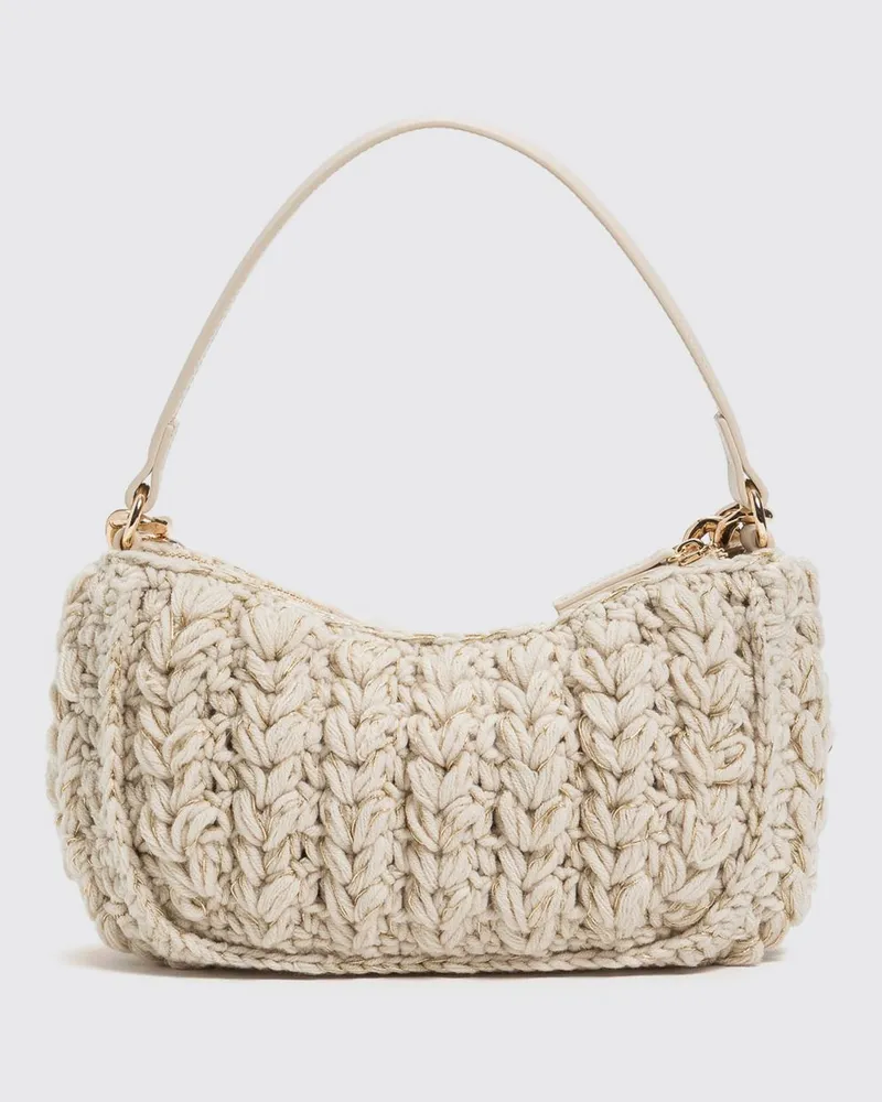 Twin-Set Liliane Crochet-Schultertasche von mit Kettenhemd-Applikationen Yellow