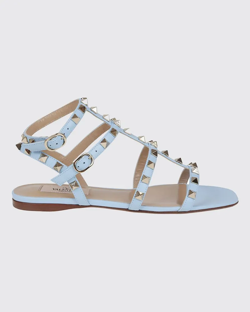Valentino Garavani Rockstud T-Riemen-Sandalen aus Kalbsleder mit niedrigem Absatz Schwarz