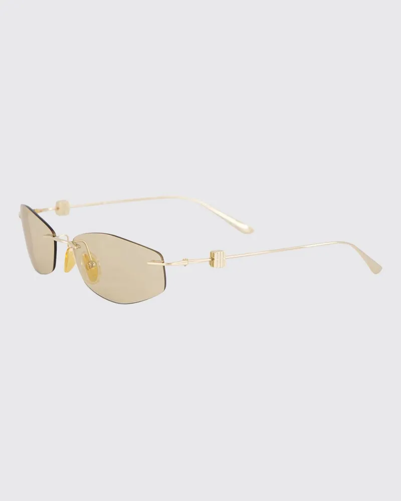 Balenciaga D-Frame Nano Rechteckige Sonnenbrille aus Metall mit getönten Gläsern Gold