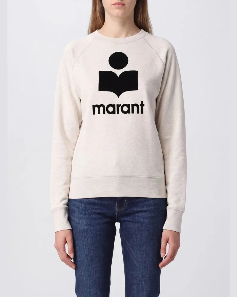 Étoile Isabel Marant Sweatshirt aus Baumwollmischung mit Rundhalsausschnitt und Flock-Logo Ecru