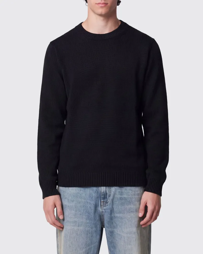 Roberto Collina Langärmliger Pullover mit Rundhalsausschnitt aus feiner Merinowolle Schwarz