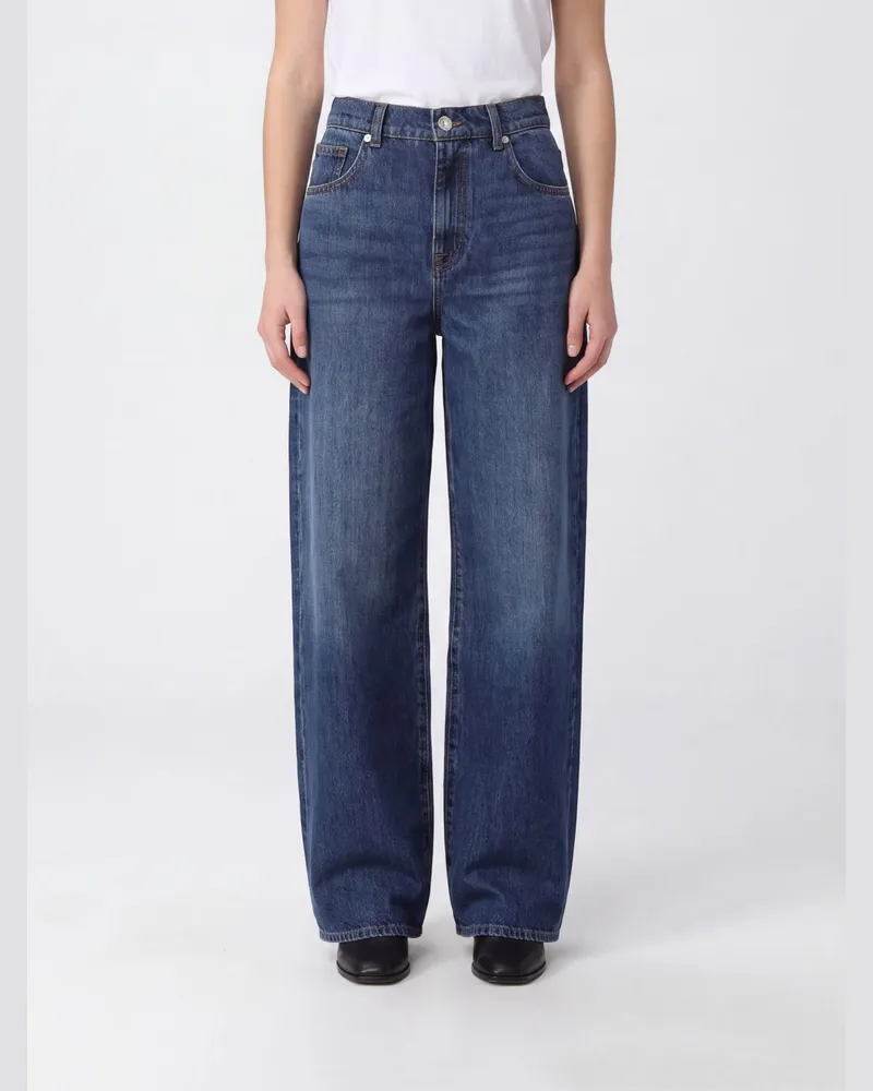 7 for all mankind High-Waist Wide-Leg Jeans aus Baumwoll-Denim Navy