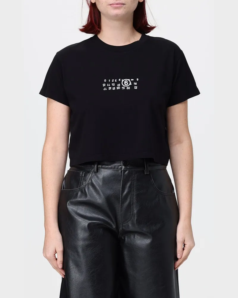Maison Margiela Slim-Fit T-Shirt von aus Baumwolle mit numerischem Logo hinten Schwarz