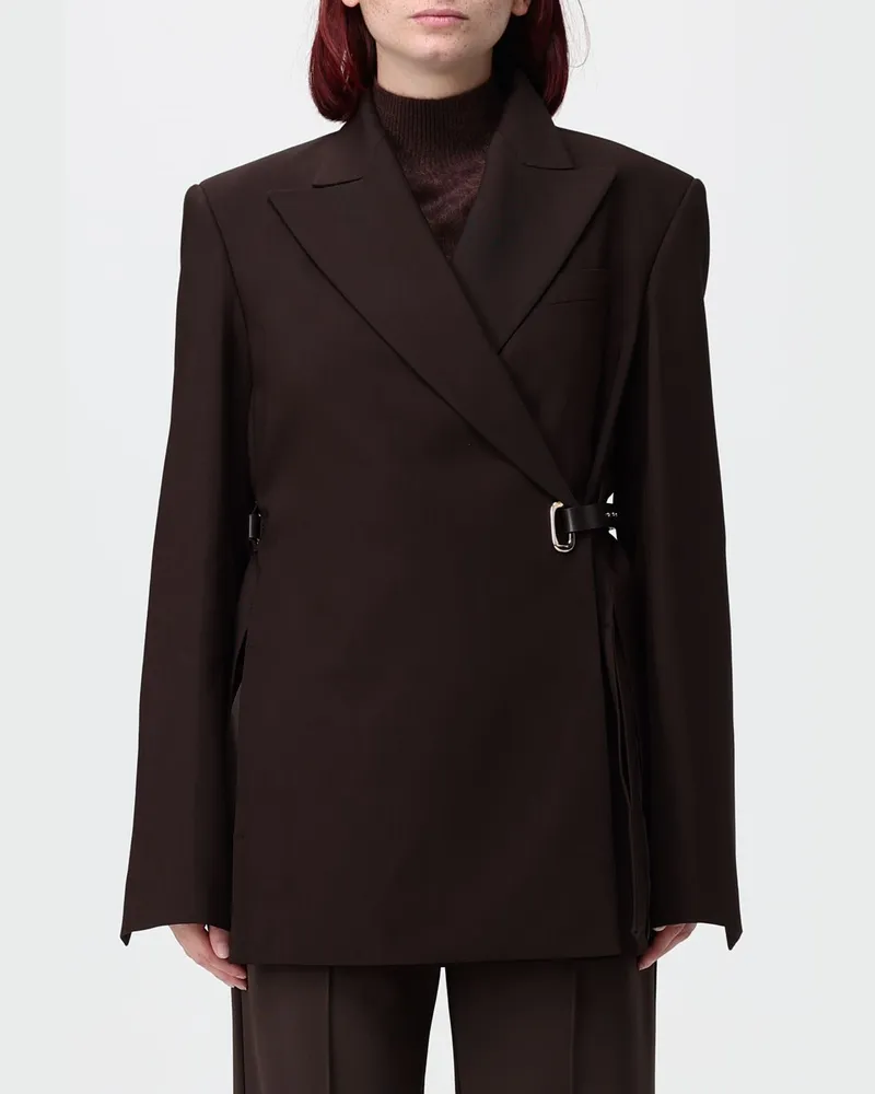 SPORTMAX Kurzer Wickelblazer aus Stretch-Viskose mit steigendem Revers Braun