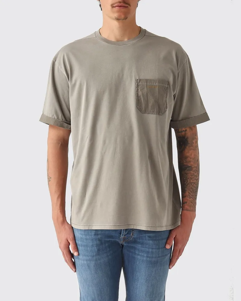 Premiata Baumwoll-T-Shirt mit Rundhalsausschnitt und aufgesetzter Tasche Grau