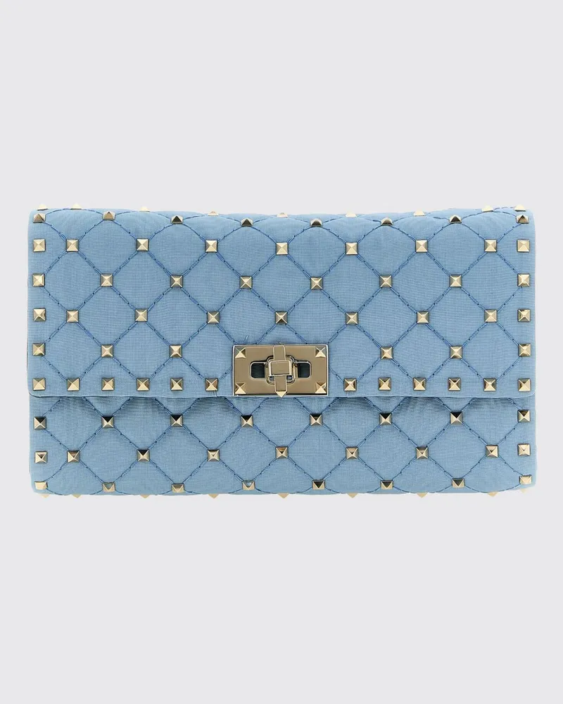Valentino Garavani Rockstud Spike Tasche aus gesteppter Viskose Blau