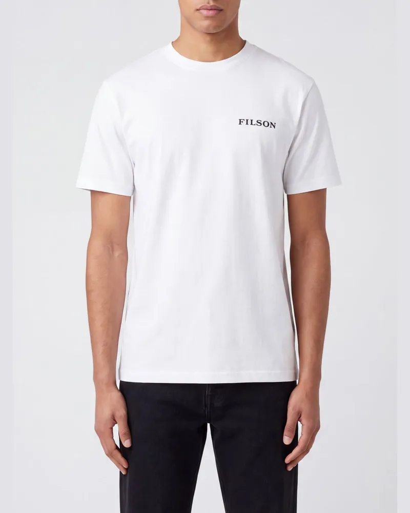 Filson Baumwoll-T-Shirt mit Rundhalsausschnitt und vorderem Kontrastlogo Braun