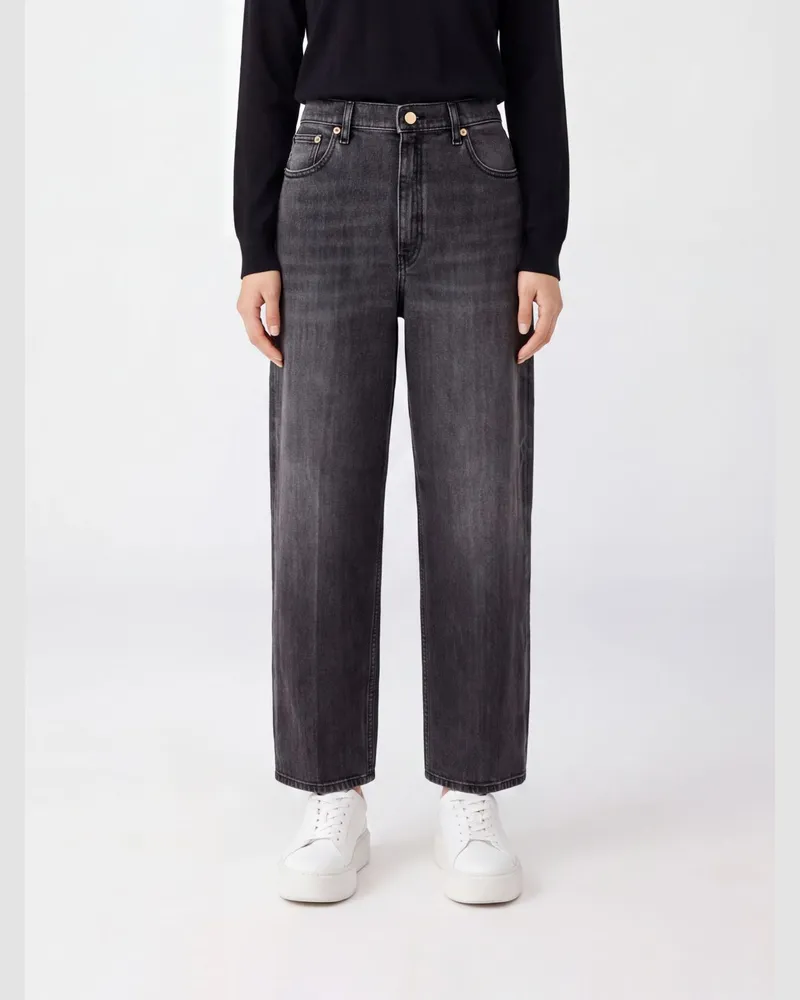 Fabiana Filippi High-Waist-Jeans aus Baumwolldenim mit weitem Bein Grau