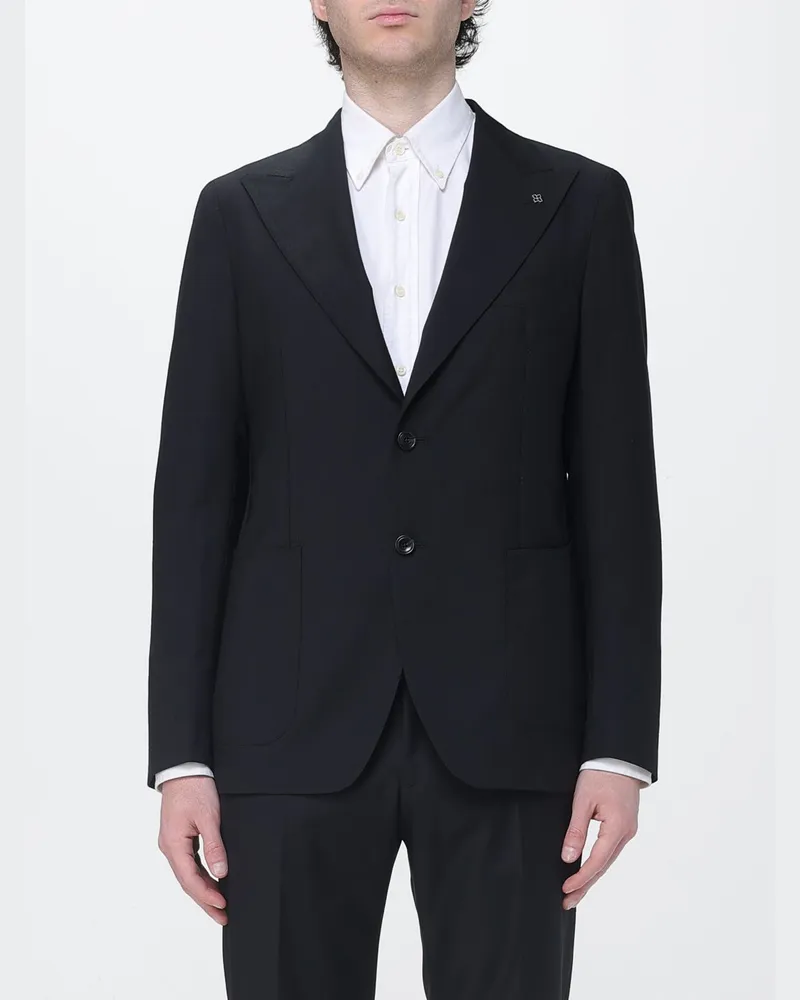 Tagliatore Einreihiger Blazer aus Schurwolle Schwarz