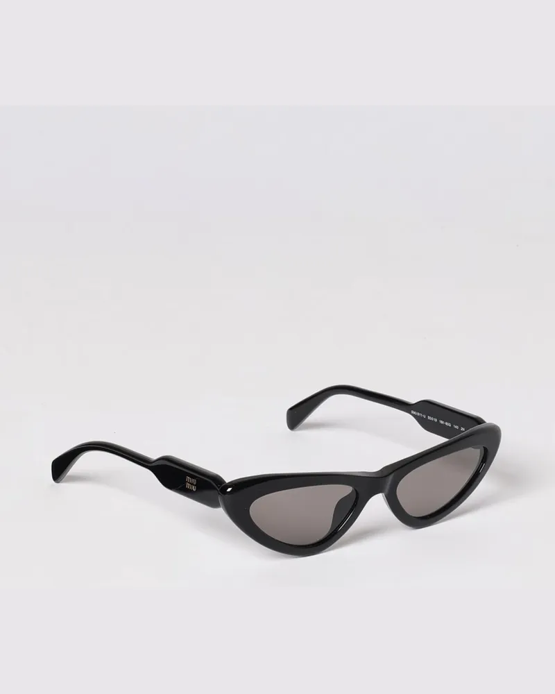 Miu Miu Dreieckige Acetat-Sonnenbrille mit Logo Schwarz