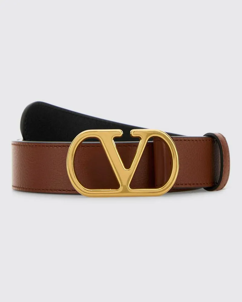 Valentino Garavani VLogo Signature Gürtel 3 cm aus glattem Kalbsleder Braun