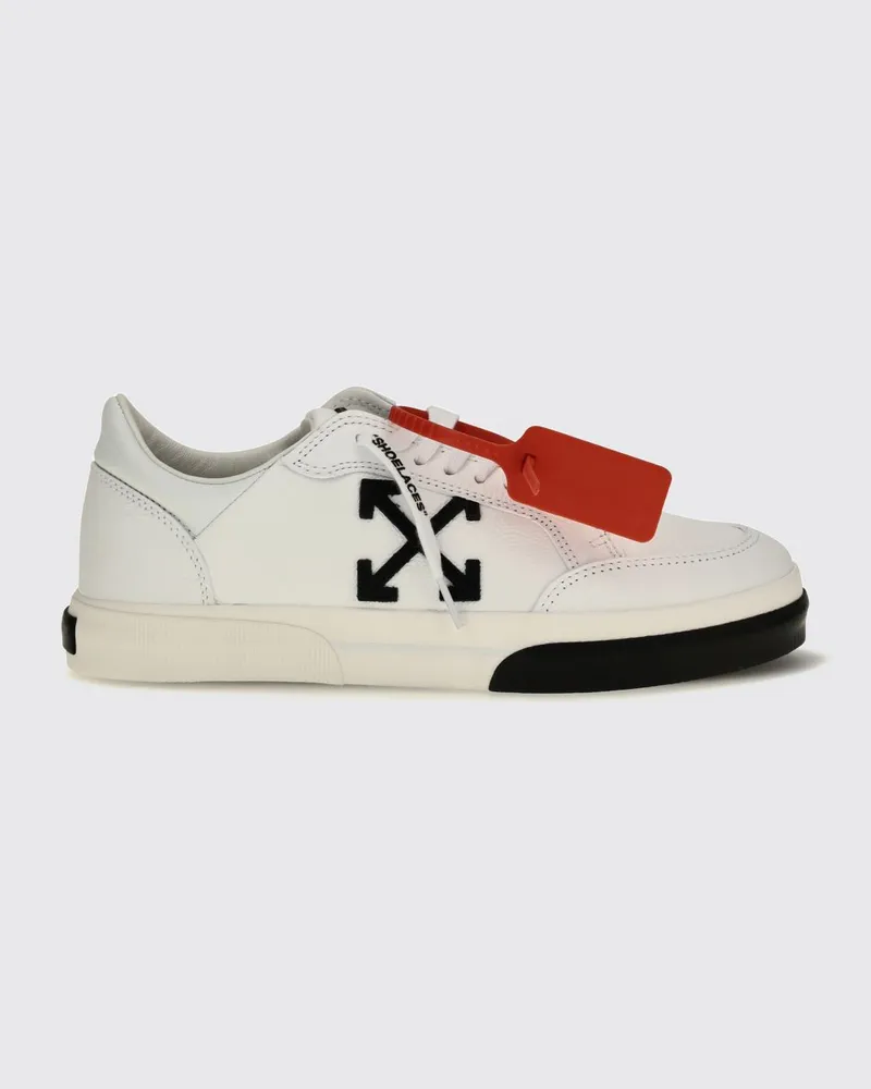 OFF-WHITE Vulcanized Sneaker aus genarbtem Kalbsleder mit Arrow-Logo Weiß