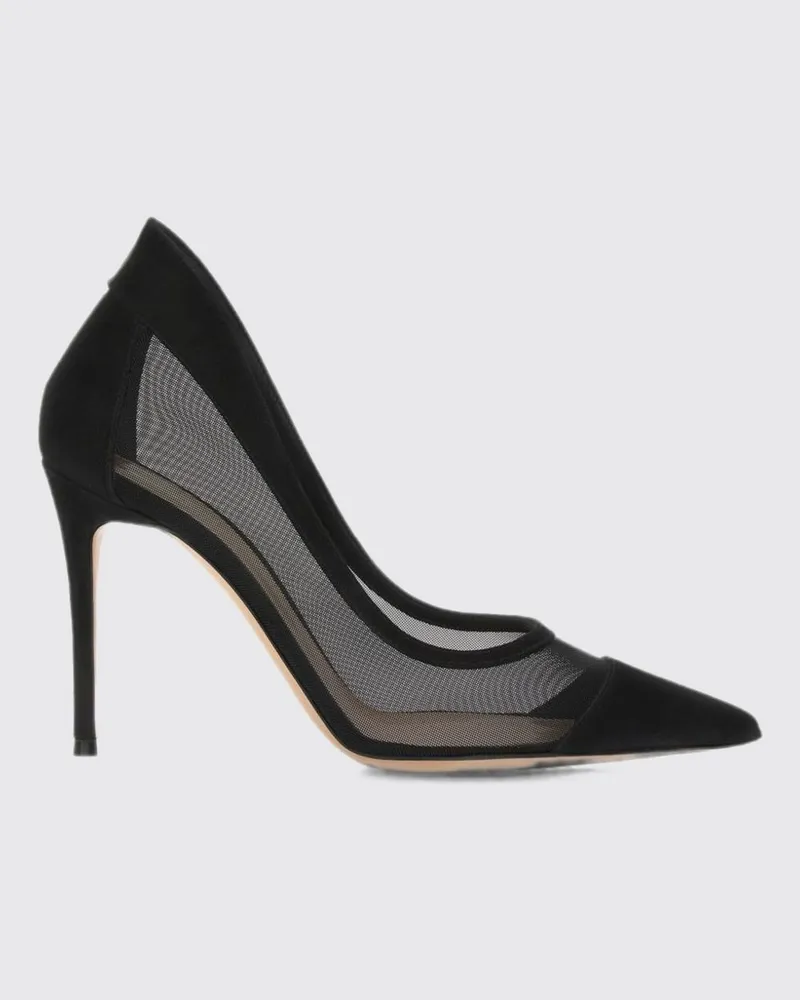 Gianvito Rossi Stiletto-Pumps aus Mesh und Veloursleder Schwarz