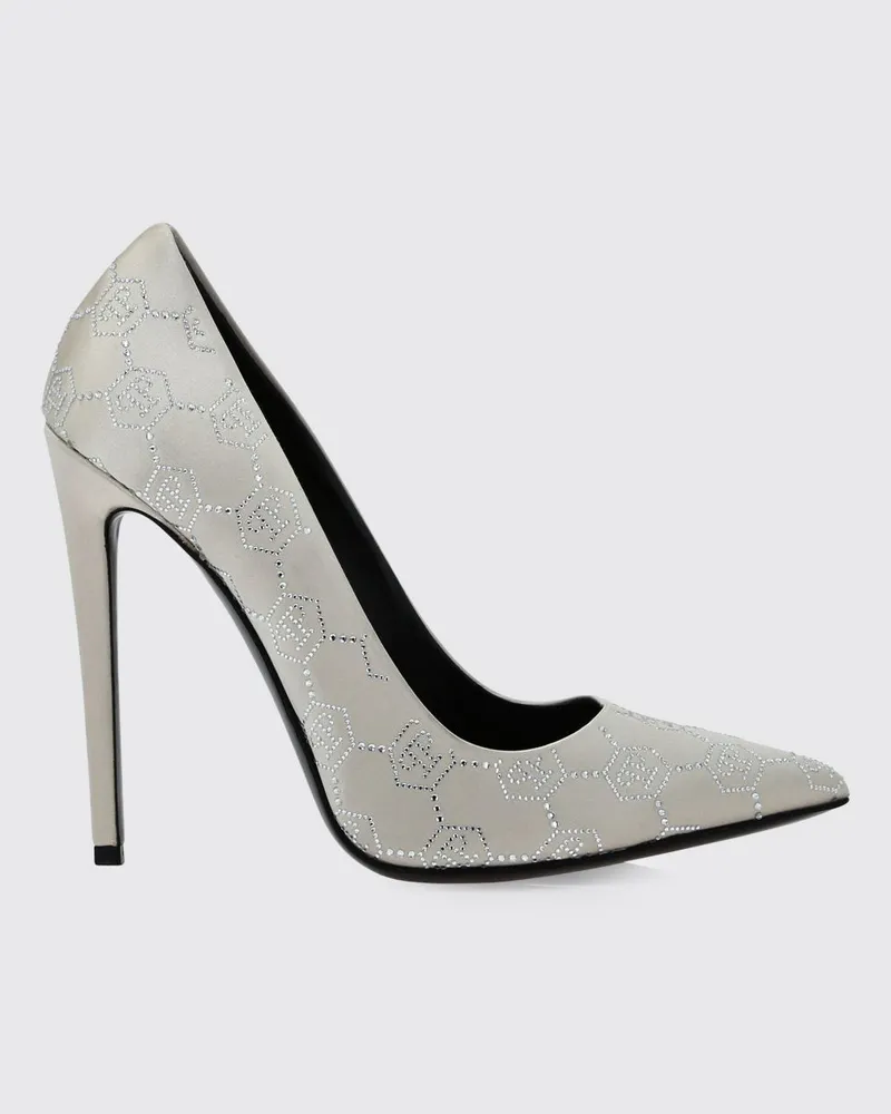 Philipp Plein Satinpumps mit Strass-Hexagon Beige