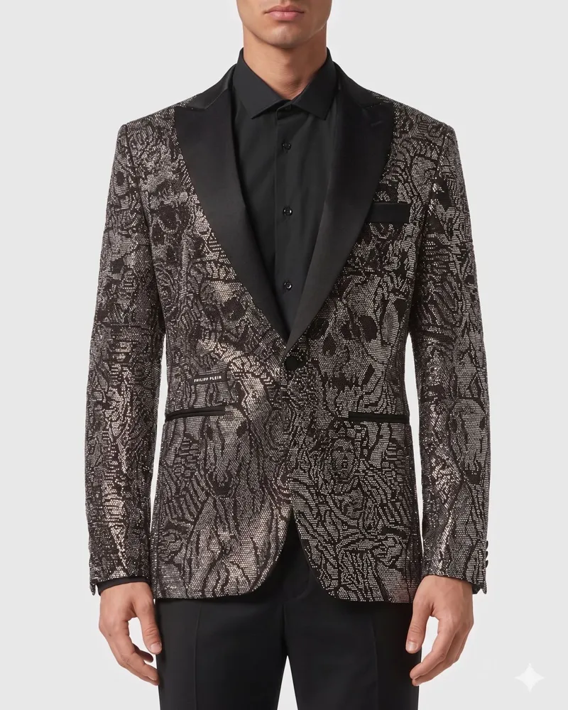 Philipp Plein Einreihiger Blazer mit Strasssteinen Schwarz