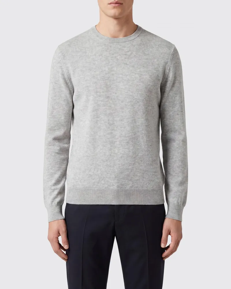 Canali Langärmliger Pullover aus reinem Kaschmir mit Rundhalsausschnitt Grau