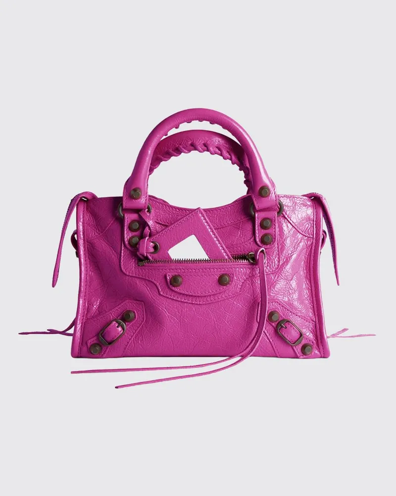 Balenciaga Le City Mini Tasche aus Arena-Leder Fuchsia
