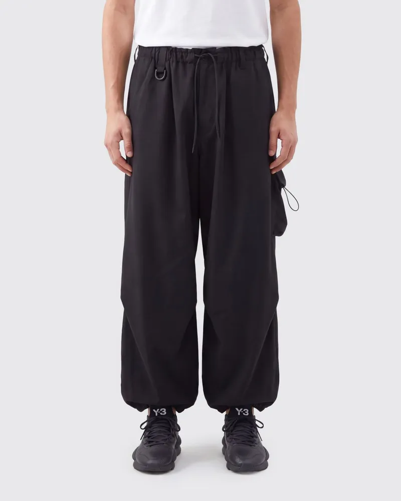 Y-3 Weit geschnittene Cargo-Hose aus Funktionsstoff mit Kordelzug Schwarz