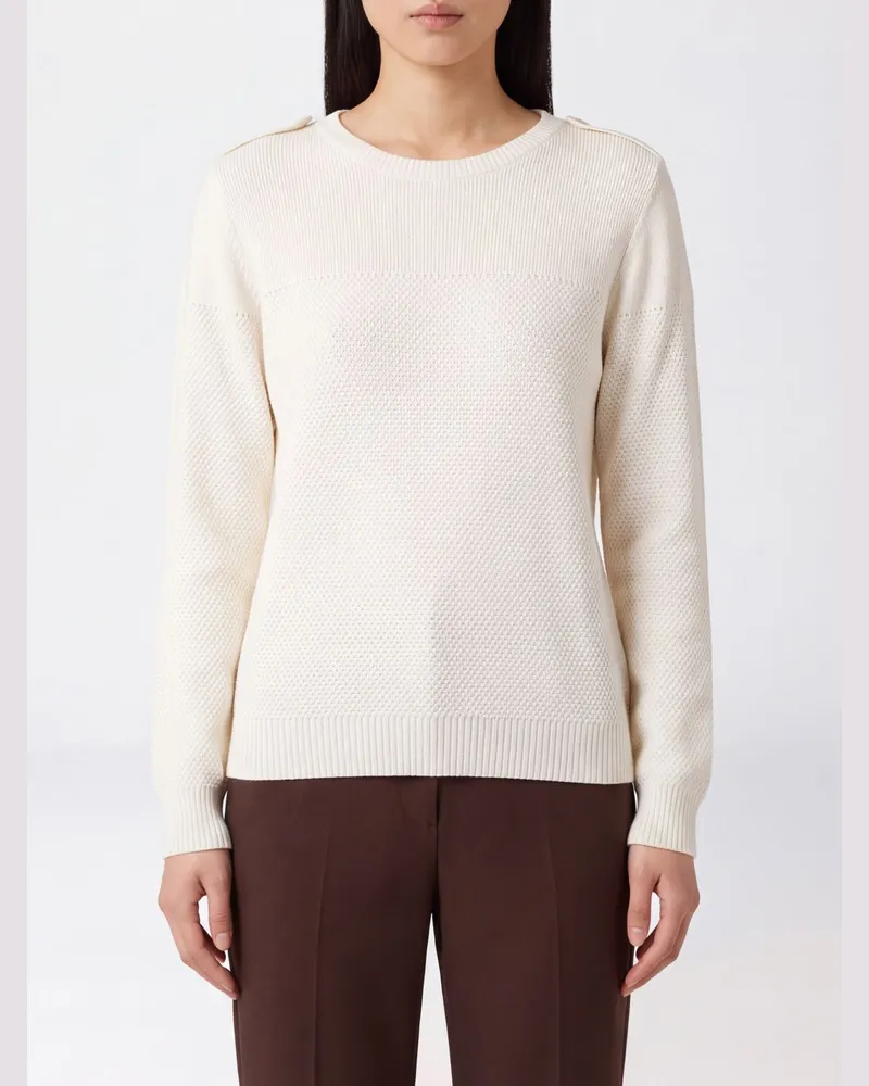 Liu Jo Pullover aus Viskosemischung mit Rückenmonogramm und Knöpfen Weiß