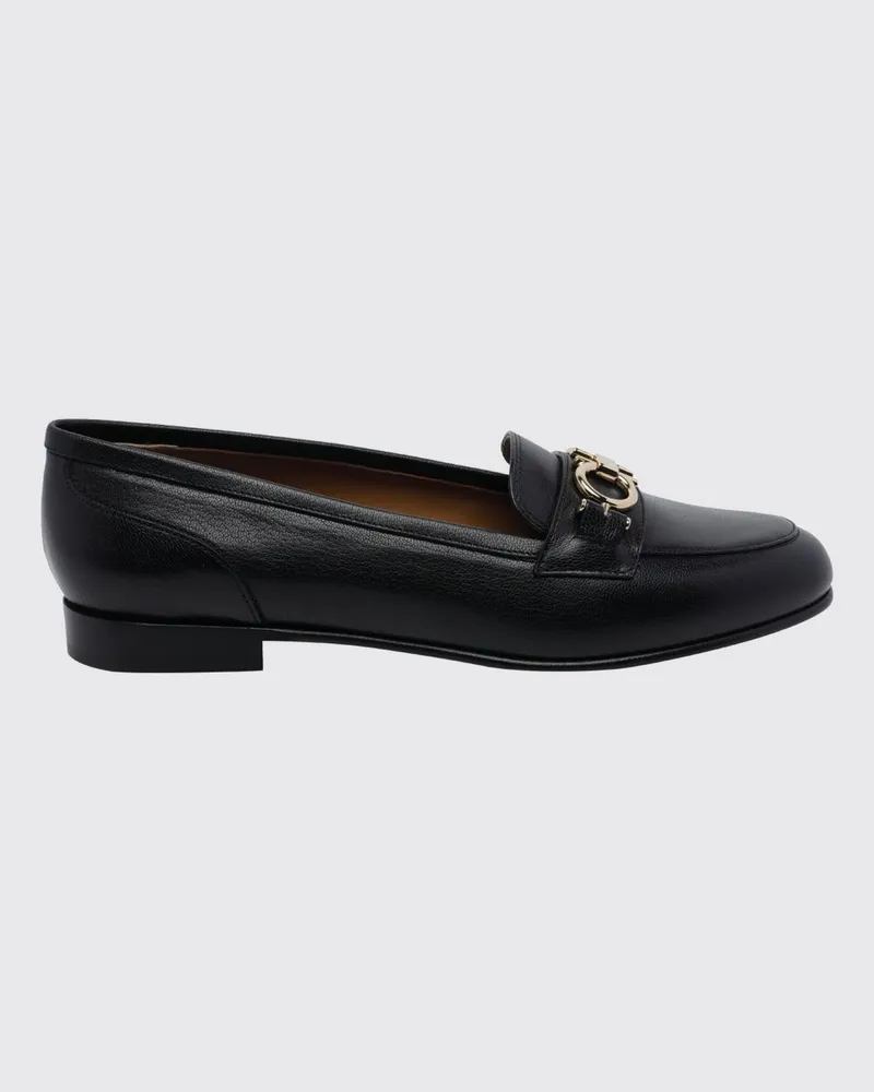 Ferragamo Bax Loafer aus glattem Kalbsleder von mit Gancini-Ornament Schwarz