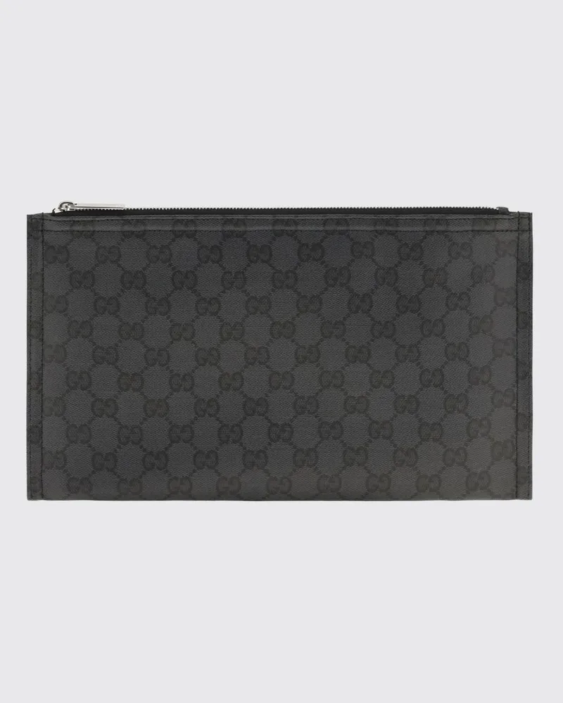 Gucci Dokumentenmappe im Umschlagstil aus schwarzem GG Supreme-Stoff Schwarz