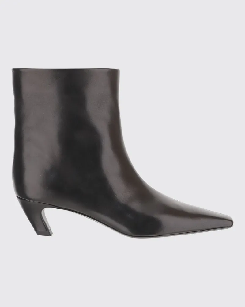 KHAITE Arizona Ankle Boots aus Kalbsleder mit niedrigem Absatz und mandelförmiger Spitze Schwarz