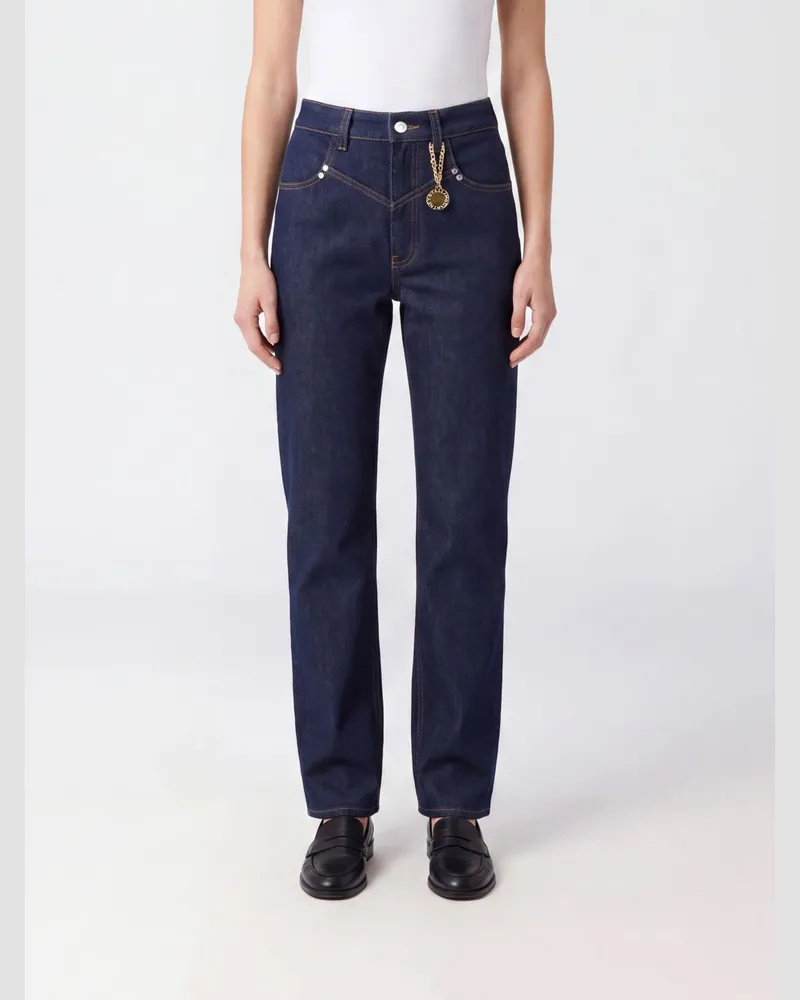 Stella McCartney High-Waist-Skinny-Jeans aus Baumwolldenim mit Charm Blau