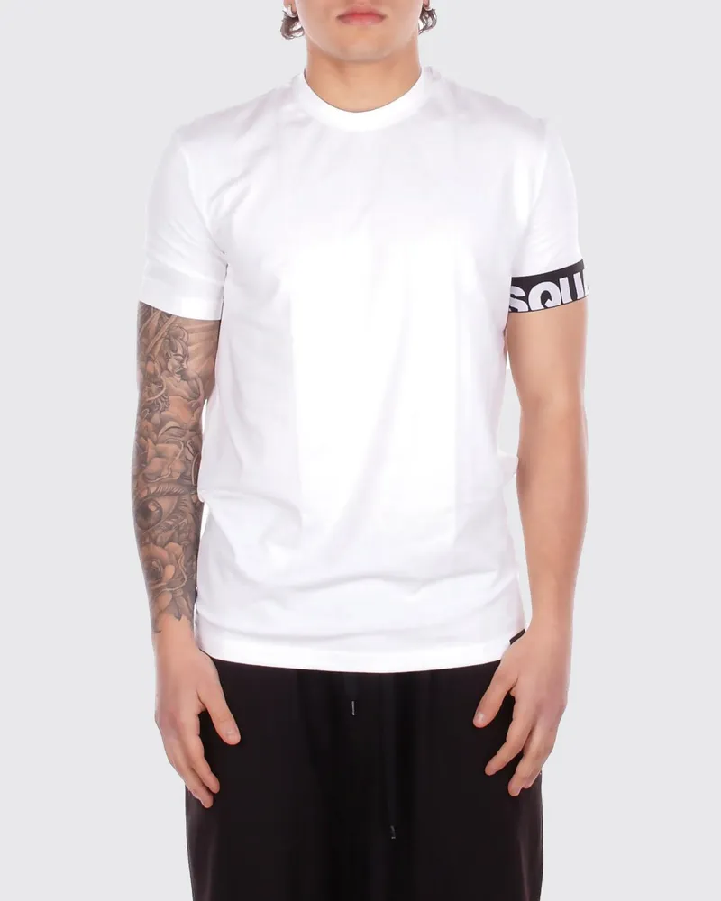 Dsquared2 Baumwoll-T-Shirt mit Logo-Band Weiß