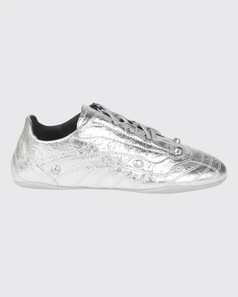 Balenciaga City Arena Lammleder-Sneakers mit Nieten Silber