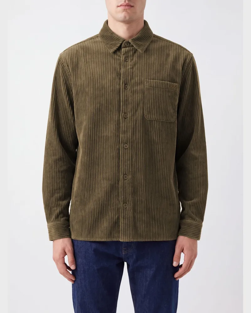 A.P.C. Kurze Hemdjacke aus Cord mit aufgesetzten Taschen Beige