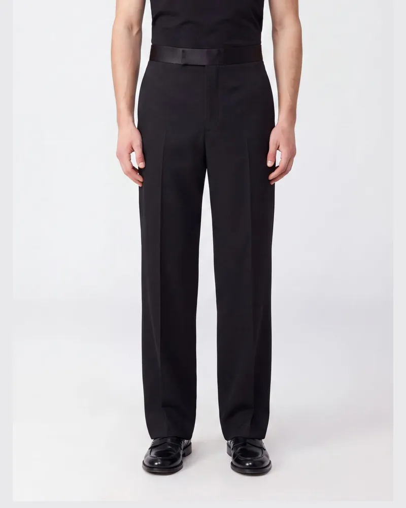 Giorgio Armani Maßgeschneiderte Wollhose mit hoher Taille von Schwarz