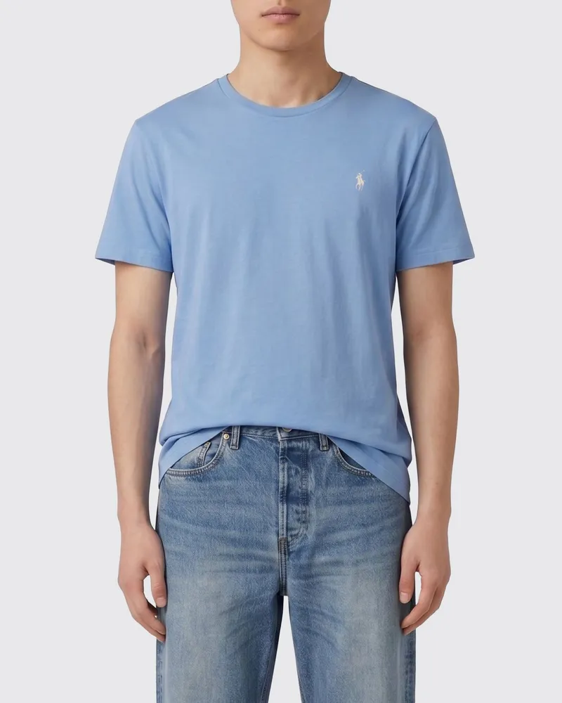 Ralph Lauren Pony-Logo Baumwoll-T-Shirt Hellblau