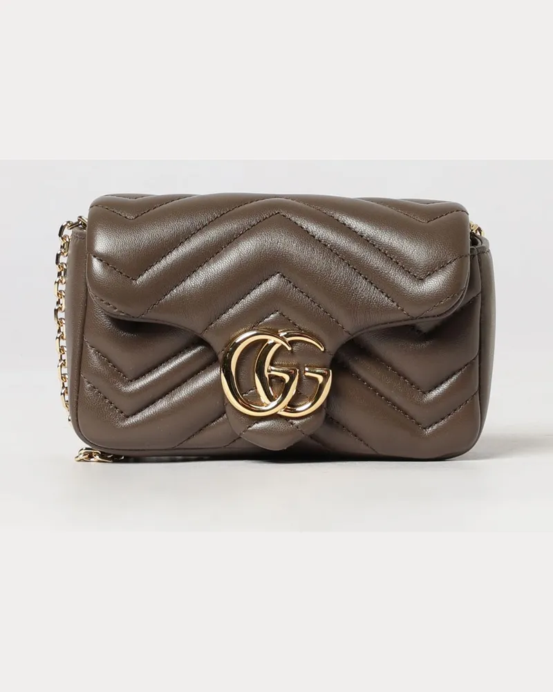 Gucci GG Marmont Mini-Umhängetasche aus Matelassé-Nappa mit Chevron-Muster Braun
