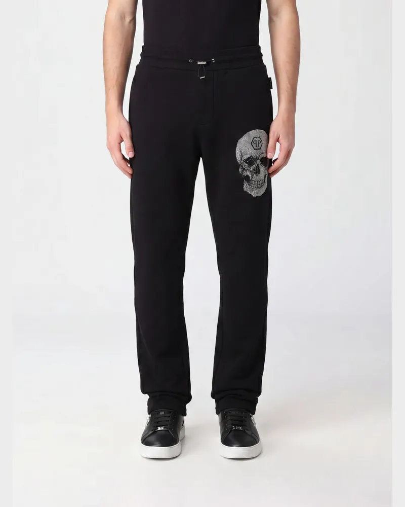 Philipp Plein Jogginghose aus Jersey mit Skull-Print und Strass-Logo Schwarz