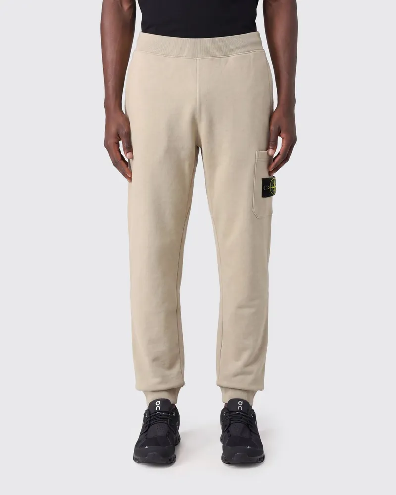 Stone Island Jogginghose aus Wolle mit Compass-Logo und elastischem Bund Sand