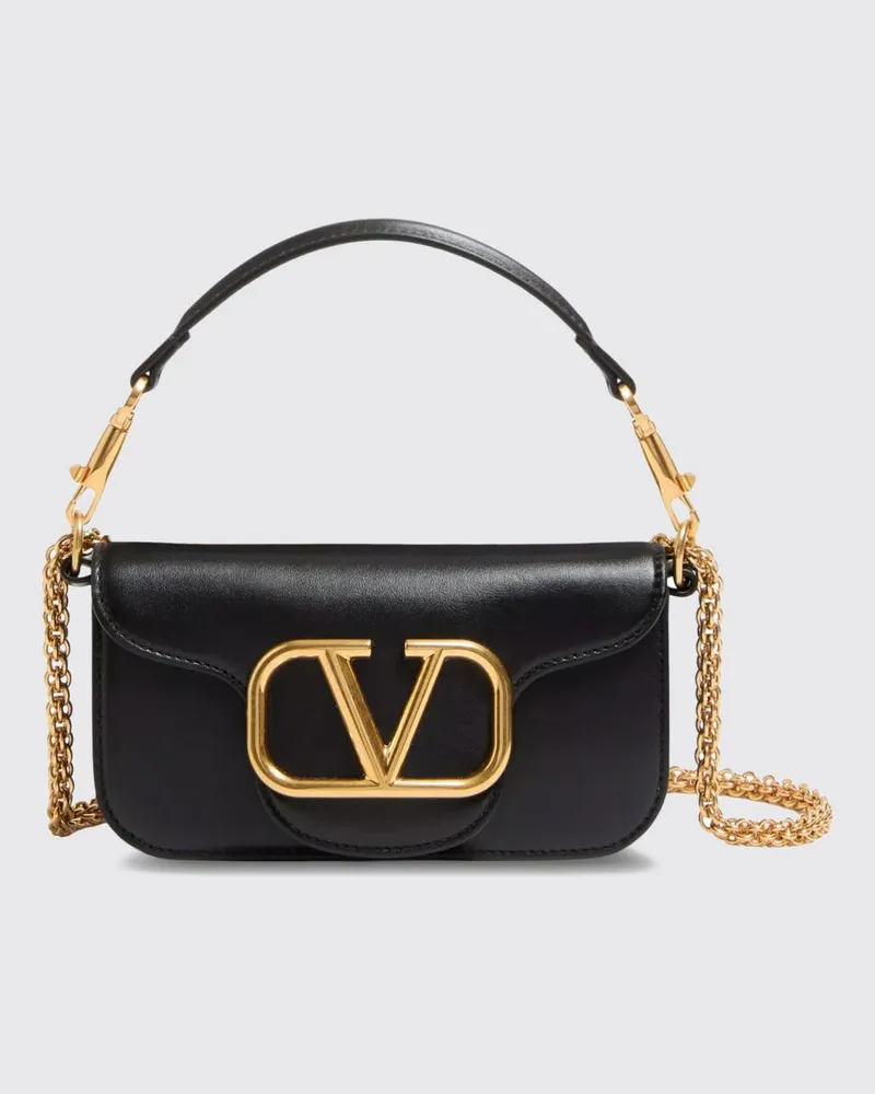 Valentino Garavani Kleine Locò Schultertasche aus Leder mit VLogo-Logo Schwarz