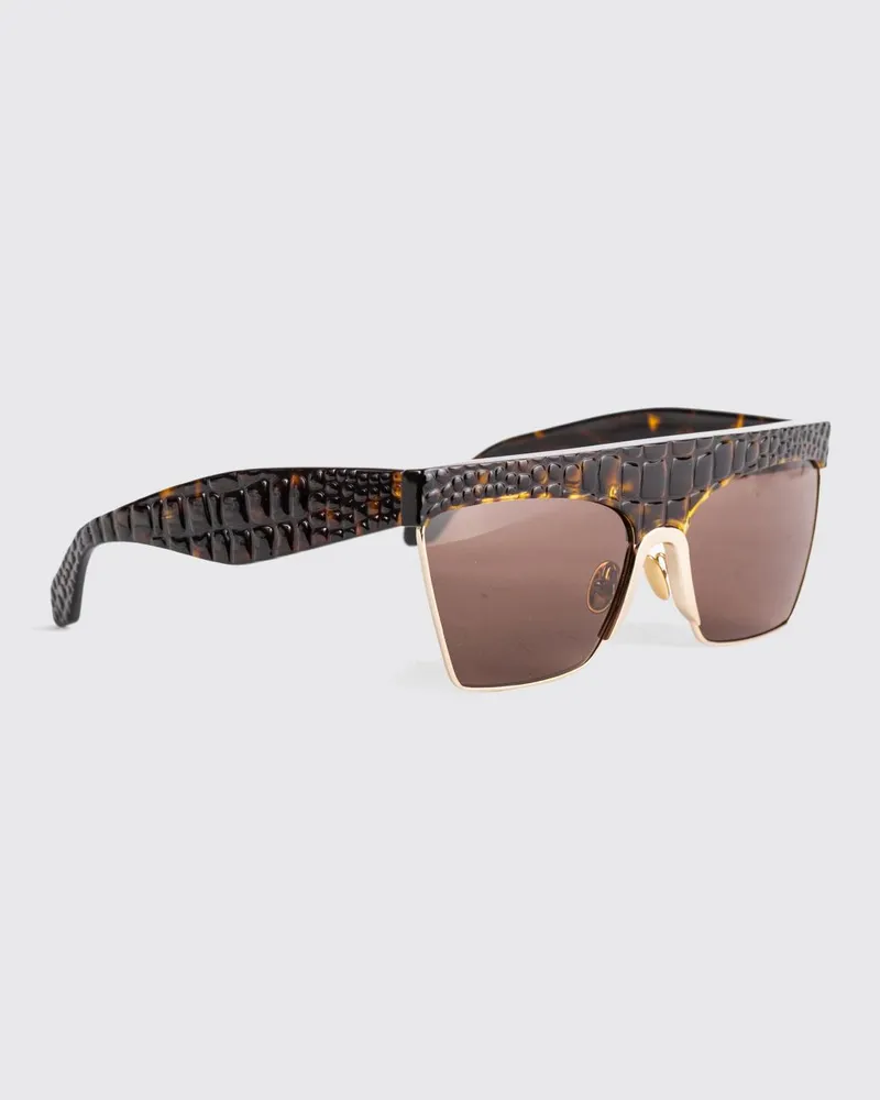 Alaïa Rechteckige Sonnenbrille von aus Acetat mit Kroko-Muster Schwarz