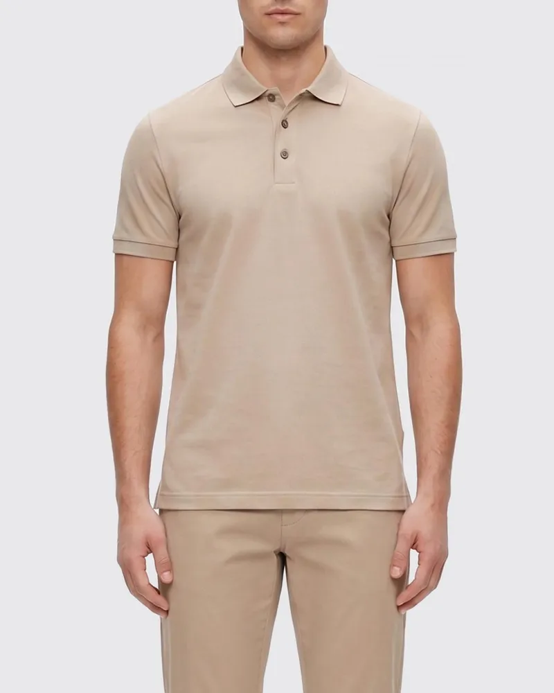 HUGO BOSS Baumwoll-Polohemd Beige