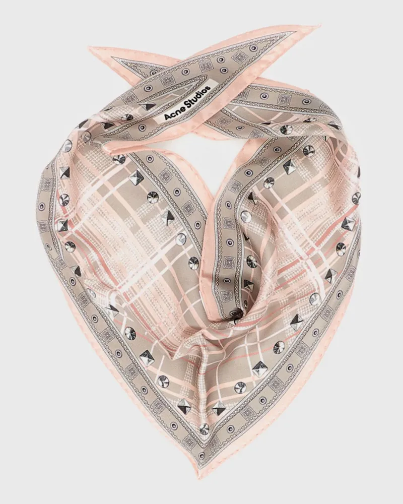 Acne Studios Dreieckiges Bandana von aus Bio-Seide mit Check-Print Bunt