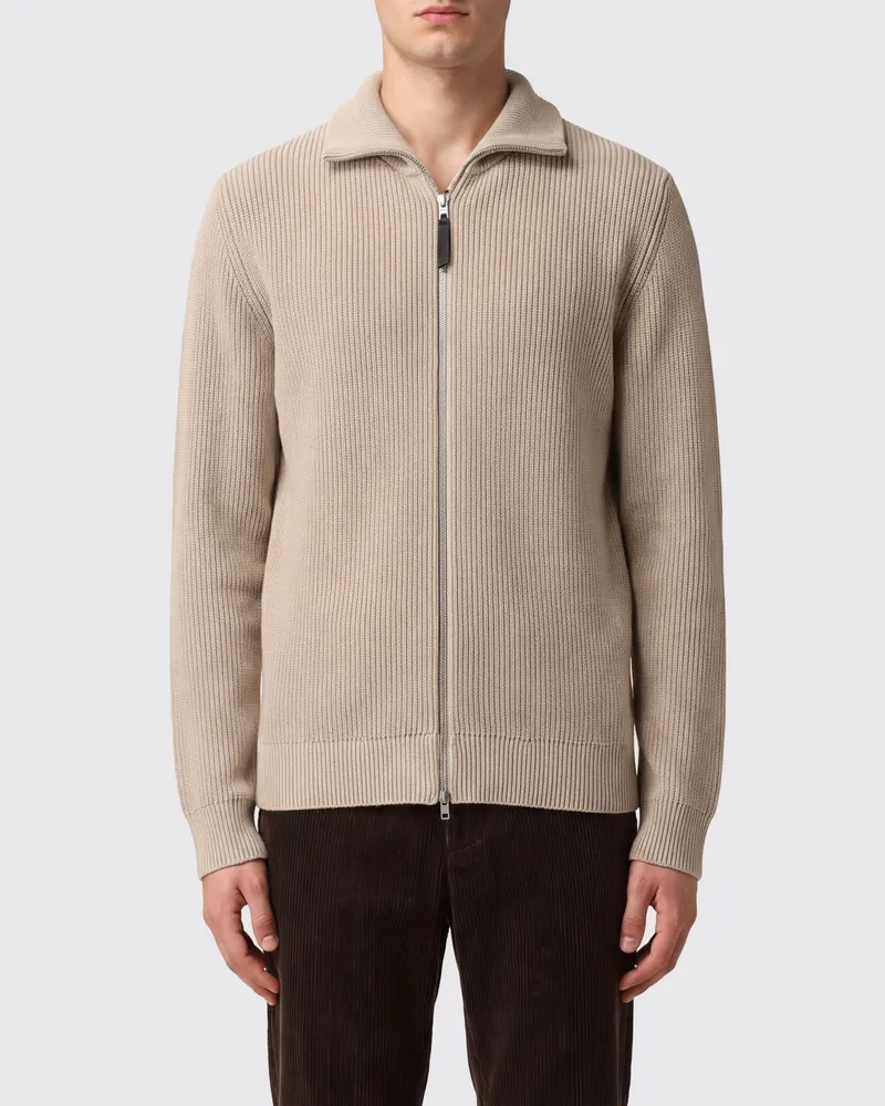 Maison Margiela Woll-Cardigan mit französischem Kragen und Zwei-Wege-Reißverschluss Ecru