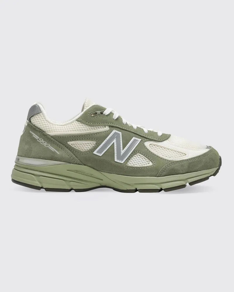 New Balance Made in USA 990v4 Core Sneaker aus Veloursleder und Mesh Kaki